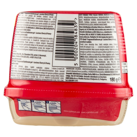 Glade Gel Bagno, Profumatore per Ambienti, Fragranza Luscious Cherry & Peony 180g